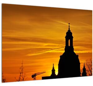 Tablou cu biserică în apus de soare (70x50 cm)