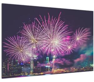 Tablou cuoraș nocturn cu artificii (90x60 cm)