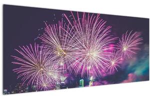 Tablou cuoraș nocturn cu artificii (120x50 cm)