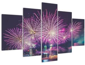 Tablou cuoraș nocturn cu artificii (150x105 cm)