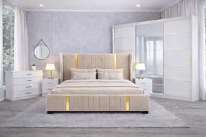 Set Dormitor Hawaii mdf lucios cu Somiera Rabatabila si lada de depozitare, dressing 250x200