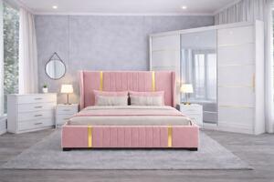 Set Dormitor Hawaii mdf lucios cu Somiera Rabatabila si lada de depozitare, dressing 250x200