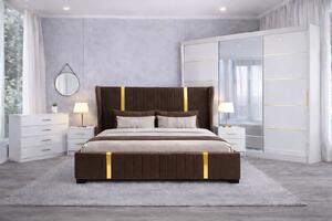 Set Dormitor Hawaii mdf lucios cu Somiera Rabatabila si lada de depozitare, dressing 250x200