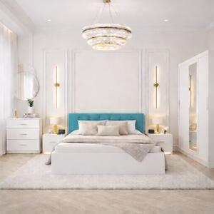 Set Dormitor Tapitat Nemira 3 usi Alb cu Oglinda 150x200