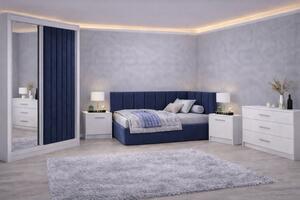 Set Dormitor Tapitat Bubu, dressing tapitat, somiera rabatabila