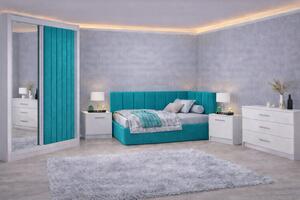 Set Dormitor Tapitat Bubu, dressing tapitat, somiera rabatabila