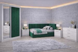 Set Dormitor Tapitat Bubu, dressing tapitat, somiera rabatabila