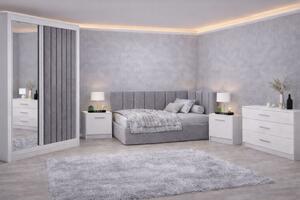 Set Dormitor Tapitat Bubu, dressing tapitat, somiera rabatabila