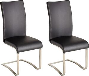 Set 2 scaune Arco negre piele naturala 43/52/103 cm