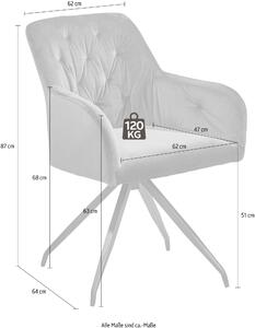 Set 2 scaune Fremont catifea galbena 62/64/87 cm