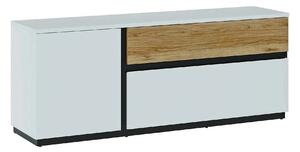 Comoda TV DUKE, alb/stejar, PAL laminat, 160x40x63 cm