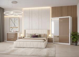 Set Dormitor Eva MDF lucios cu Somiera rabatabila si lada, dressing 150x200