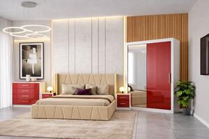 Set Dormitor Eva MDF lucios cu Somiera rabatabila si lada, dressing 150x200