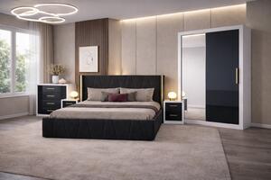 Set Dormitor Eva MDF lucios cu Somiera rabatabila si lada, dressing 150x200