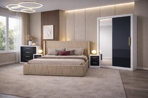 Set Dormitor Eva MDF lucios cu Somiera rabatabila si lada, dressing 150x200