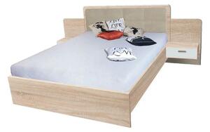 Pat EFFECT 160x200, stejar sonoma, PAL/stofa, cu 2 noptiere
