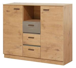 Comoda EFFECT, stejar lancelot/gri, PAL, 130x42x105 cm
