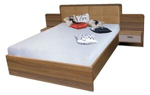 Cadru pat EFFECT 160x200, stejar columbia/gri, PAL/stofa, cu 2 noptier