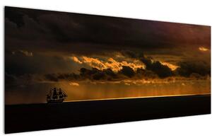 Tablou unei vele în apus de soare (120x50 cm)