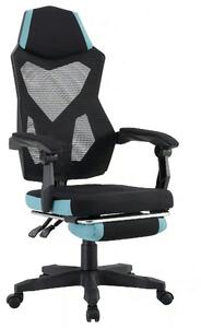 Scaun gaming JORIK NEW, negru/albastru, material textil/plasa, 60x65x1
