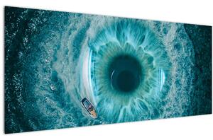 Tablou marea cu barca (120x50 cm)