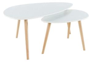 Set 2 masute FOLKO NEW, alb/stejar