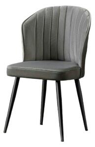 Set 2 scaune RUBI, gri inchis/negru, stofa catifelata/metal, 52x42x85