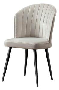 Set 2 scaune RUBI, crem/negru, stofa catifelata/metal, 52x42x85 cm
