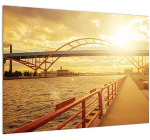 Tablou cu pod și apus de soare (70x50 cm)