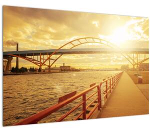 Tablou cu pod și apus de soare (90x60 cm)