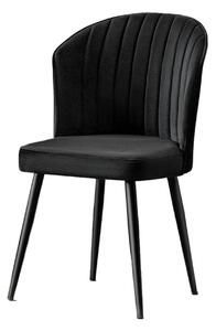 Set 2 scaune RUBI, negru, stofa catifelata/metal, 52x42x85 cm