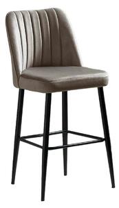 Set 2 scaune bar VENTO, cappuccino/negru, stofa catifelata/metal, 49x4