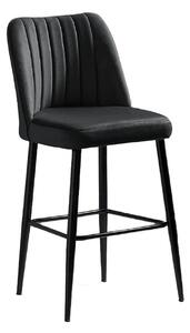 Set 2 scaune bar VENTO, gri antracit/negru, stofa catifelata/metal, 49