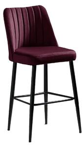 Set 2 scaune bar VENTO, rosu/negru, stofa catifelata/metal, 49x45x99 c
