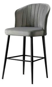 Set 2 scaune bar RUBI, gri/negru, stofa catifelata/metal, 52x42x97 cm