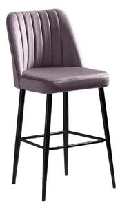 Set 2 scaune bar VENTO, lila/negru, stofa catifelata/metal, 49x45x99 c