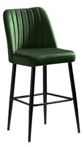Set 2 scaune bar VENTO, verde/negru, stofa catifelata/metal, 49x45x99