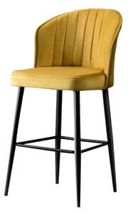Set 2 scaune bar RUBI, galben/negru, stofa catifelata/metal, 52x42x97