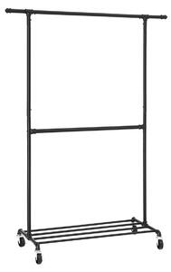 Regal de haine multifunctional negru pe roti RALVO