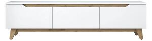Comoda TV, alb/stejar, PAL, 180x35x49 cm