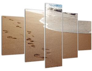 Tablou - urme în nisip și mare (150x105 cm)