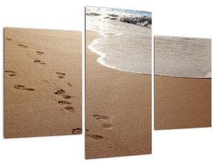 Tablou - urme în nisip și mare (90x60 cm)