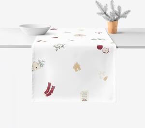 Goldea napron de masă de crăciun 100% bumbac - simboluri de crăciun 20x120 cm