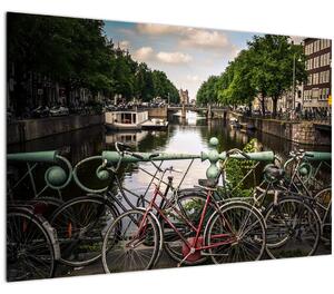 Tablou cu bicicleta în oraș (90x60 cm)