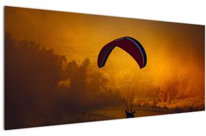 Tablou cu parașutistul în apus de soare (120x50 cm)