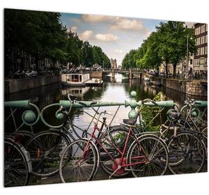 Tablou cu bicicleta în oraș (70x50 cm)