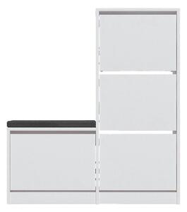 Pantofar DUDE, alb/gri, PAL melaminat/stofa, 105x26x119 cm