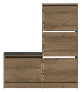 Pantofar DUDE, stejar inchis, stofa/PAL melaminat, 105x26x119 cm