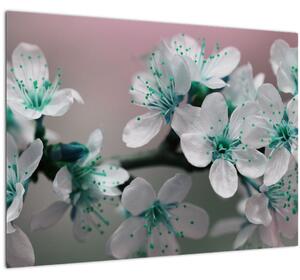Tablou cu floare - turcoaz (70x50 cm)