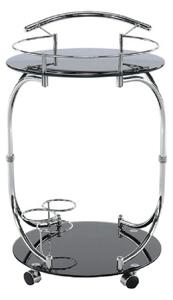 Carucior servire VESNA, crom/negru, sticla/metal, 52x45x74 cm